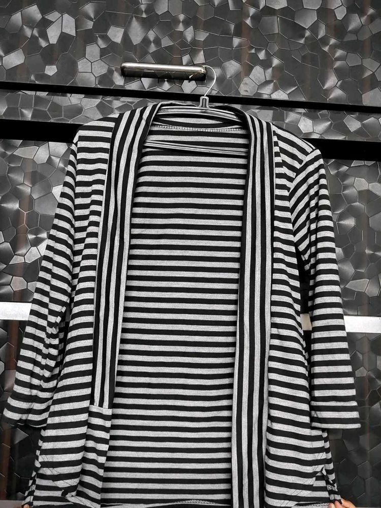 Striped Cardigan &amp; Top Set