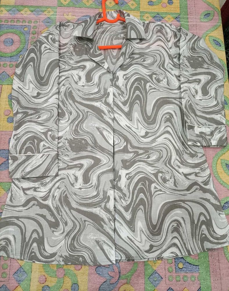 Fully Stitched Gray Swirl Print Coord Dress