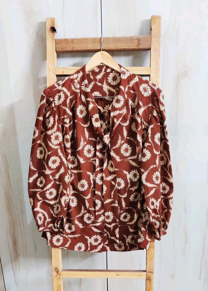 Brown Printed Top Size-40