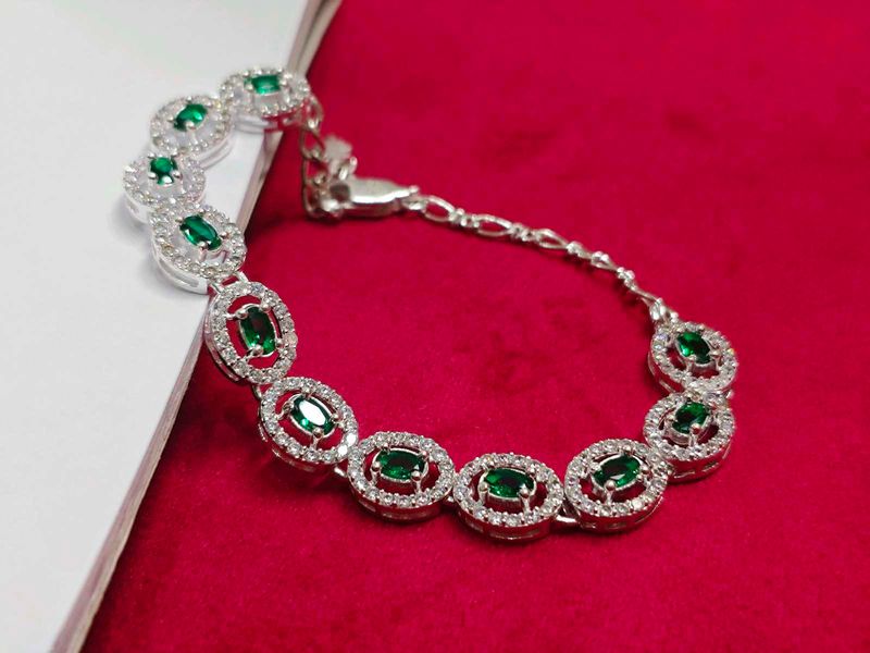 Real Silver Emerald Bracelet