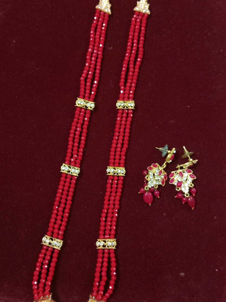 Red Beaded Jewellery Set