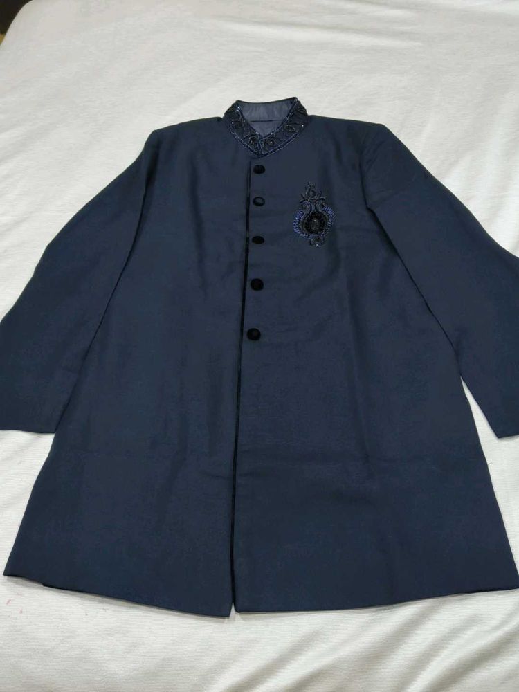 Elegant Navy Blue Sherwani