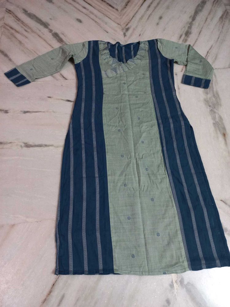 Blue &amp; Green Striped Kurti