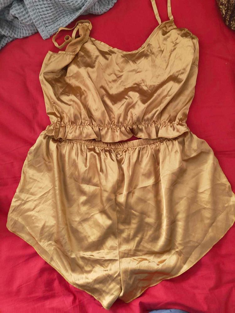 Gold Satin Coord Set