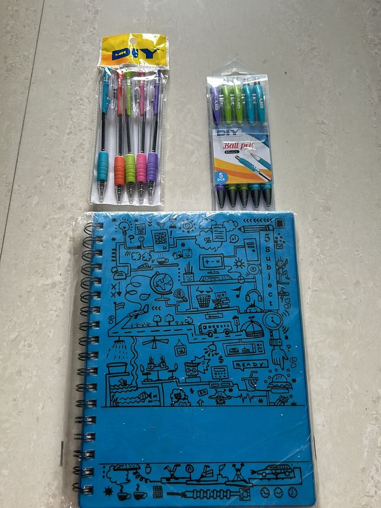 5 Subject Notebook, Tictac Ball Pen Sets- 10nos