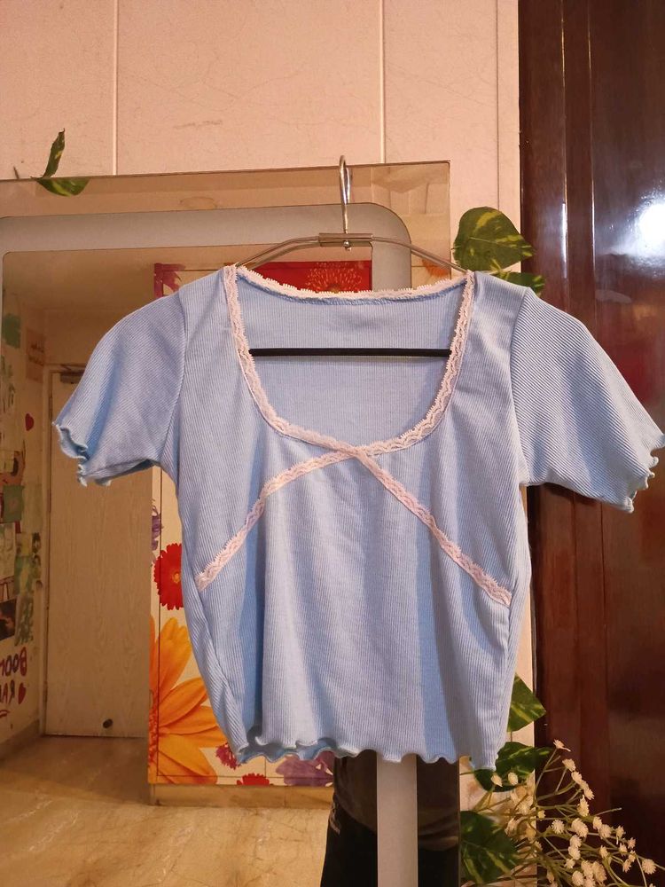 Cute Light Blue Crop Top