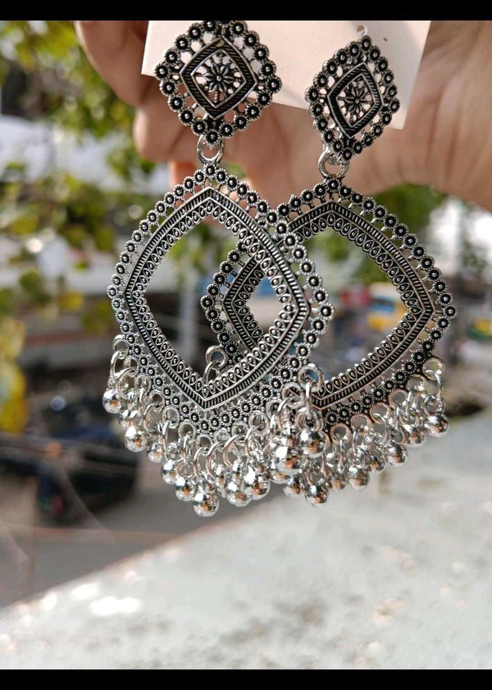 Silver Oxidised Earrings for navratri