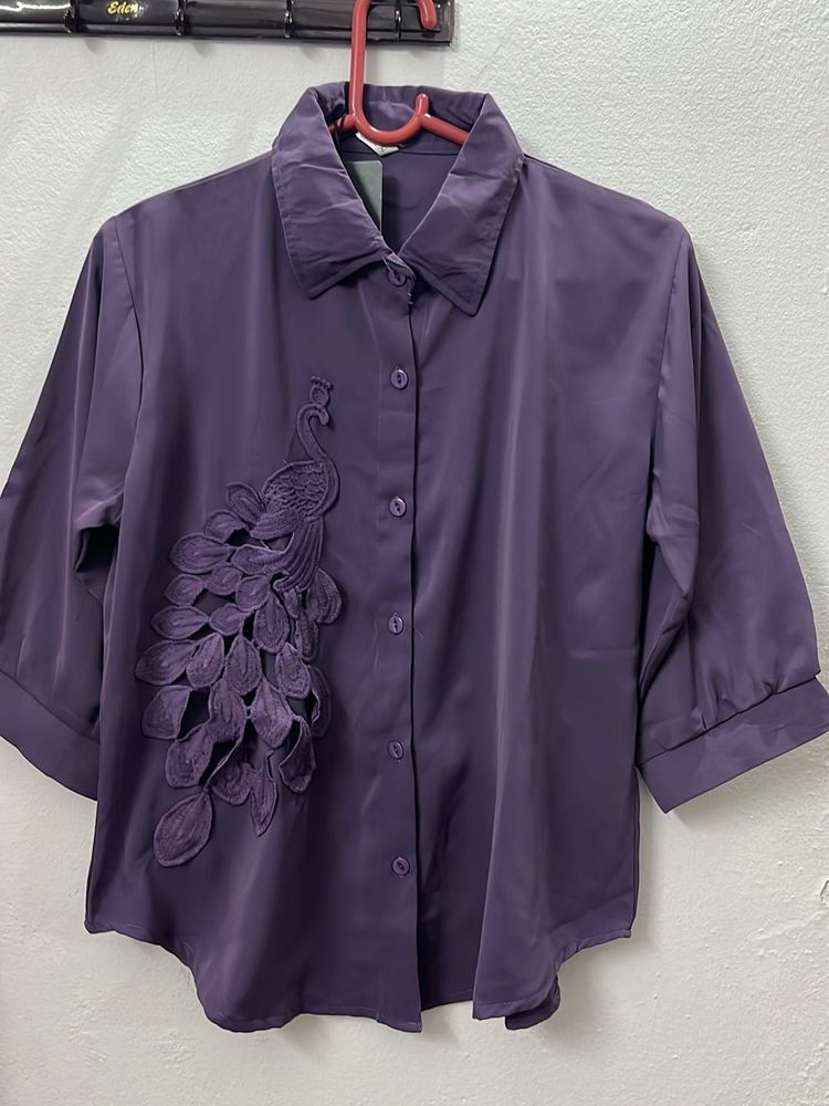 Elegant Purple Peacock Blouse