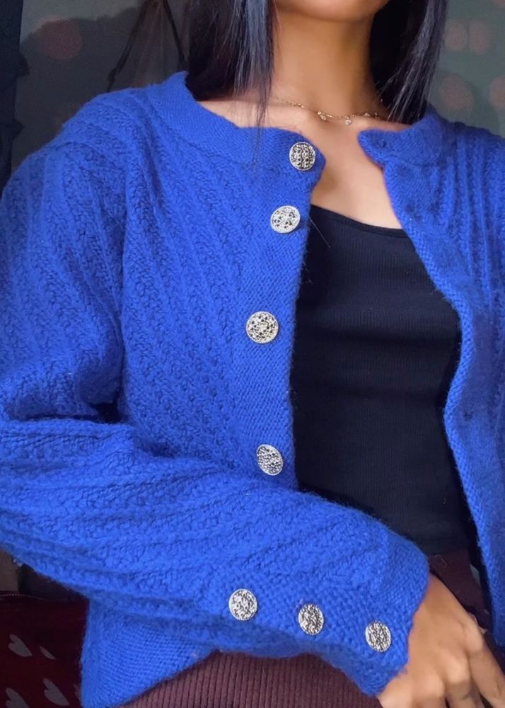 Blue Knit Cardigan