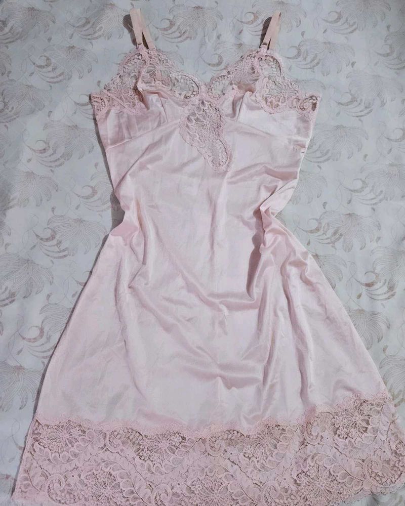 Vintage Pink Lace Slip Dress