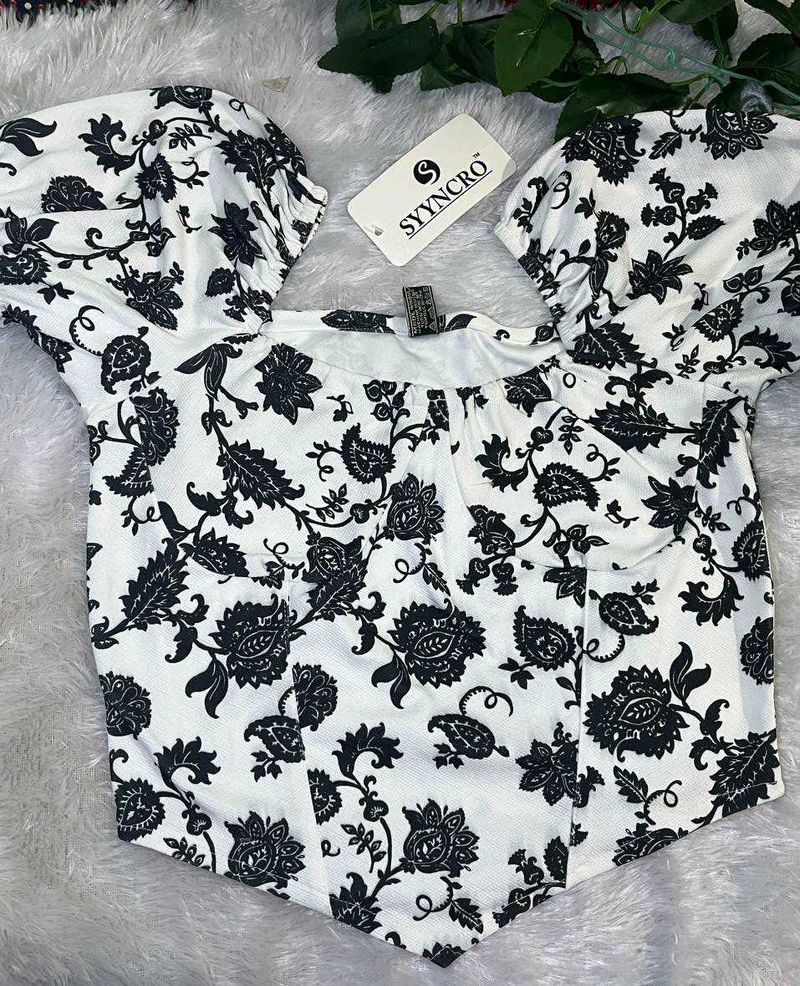 Floral Print Puff Sleeve Top