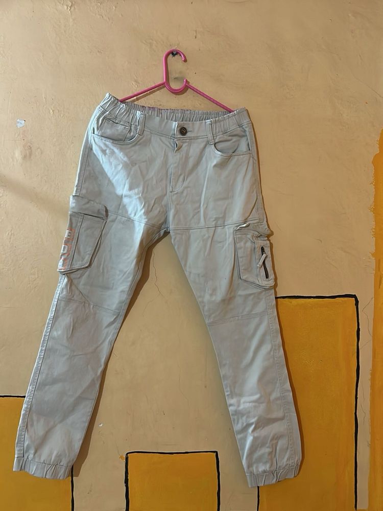 Boys Beige Cargo Pants