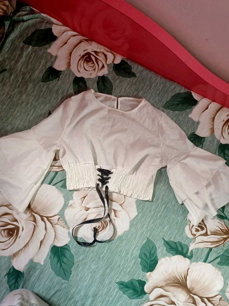 White Corset Crop Top