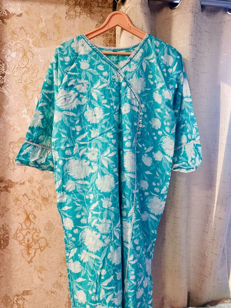 Floral Print Kurta Pant Set, Bust- 36/38