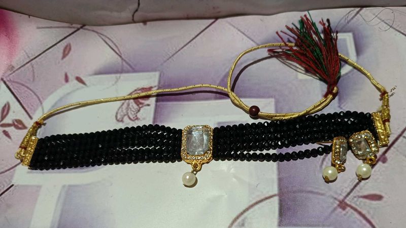 Black Beaded Choker Set