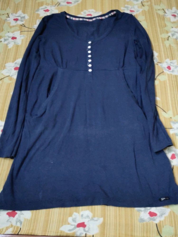 Navy Long Sleeve Tunic Top