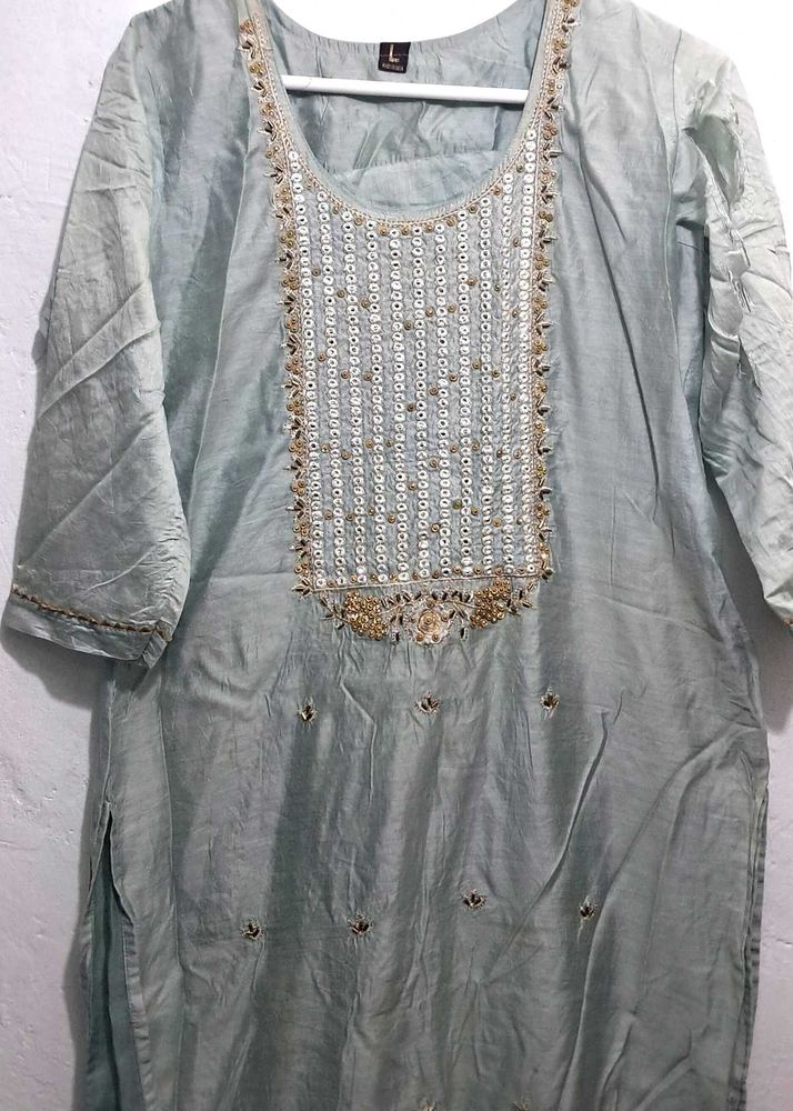 Embroidered Light Blue Kurti