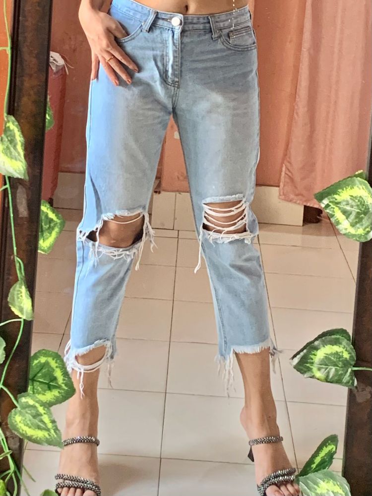 Capri Torn Denim Jean