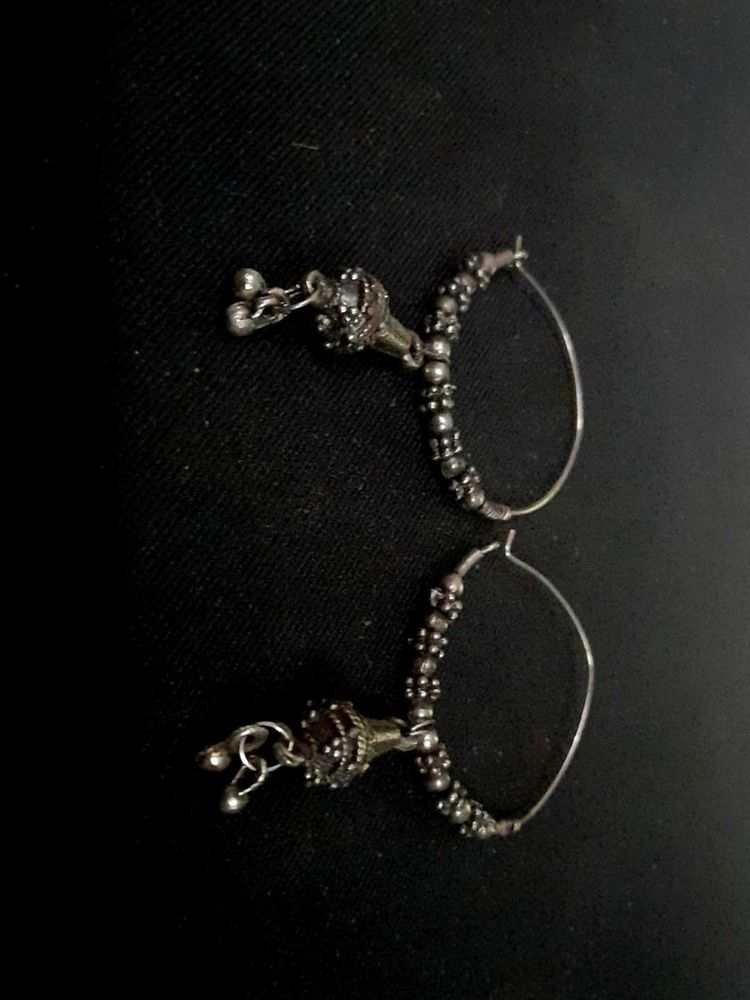 Oxidized Silver Jhumka Earrings
