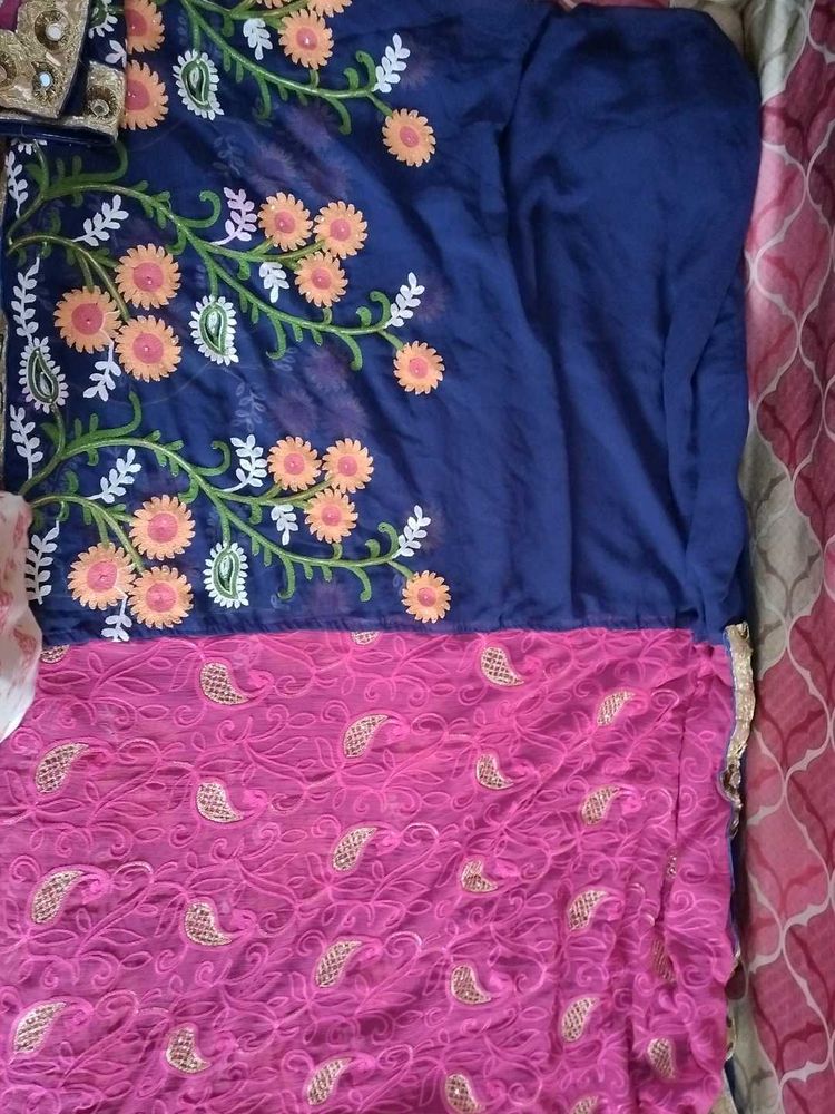 Amazing Glass Embroidery Design Saree
