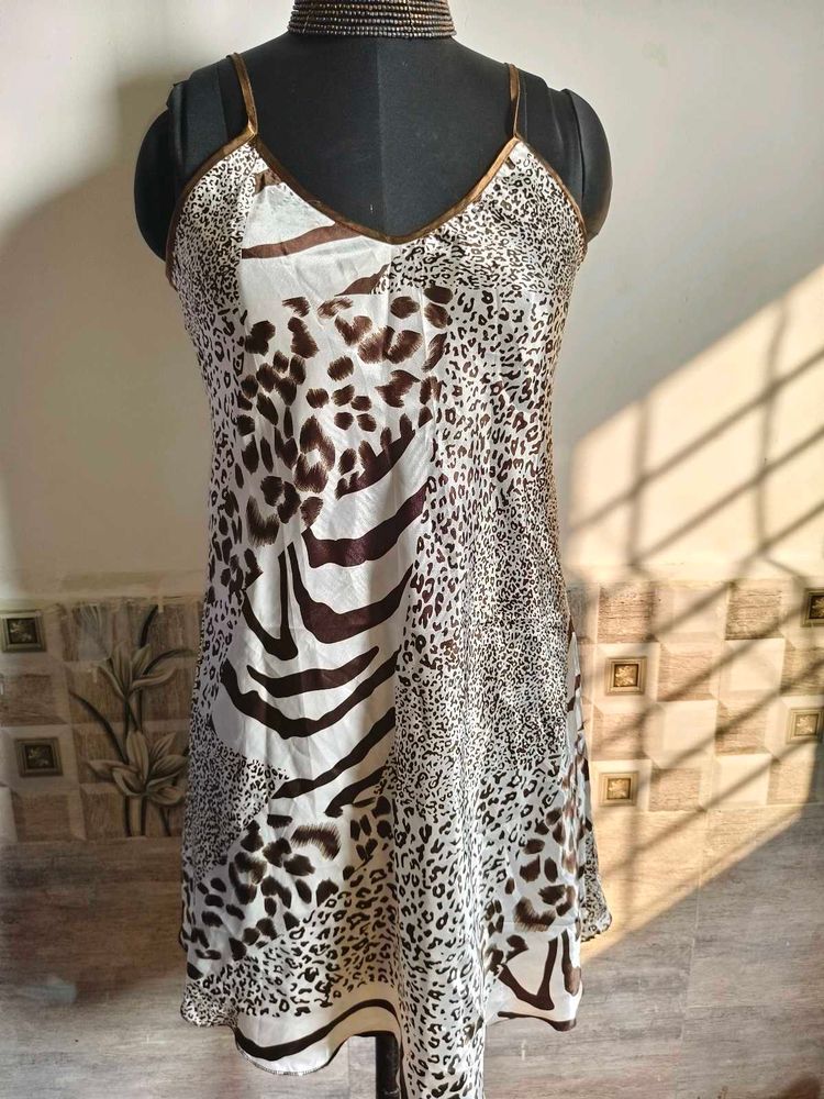 🎊Buy 1, Get 1 Free🎁Animal Print Slip Satin Dress