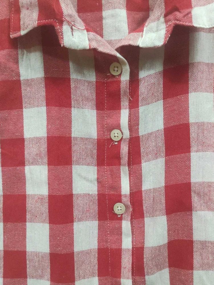 Aesthetic Cotton Gingham Crop Shirt