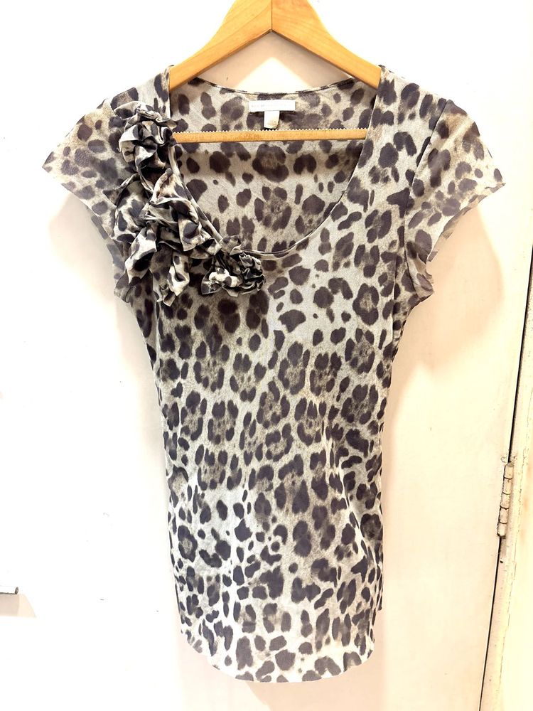 Beautiful Leopard Print Mesh Imported Top