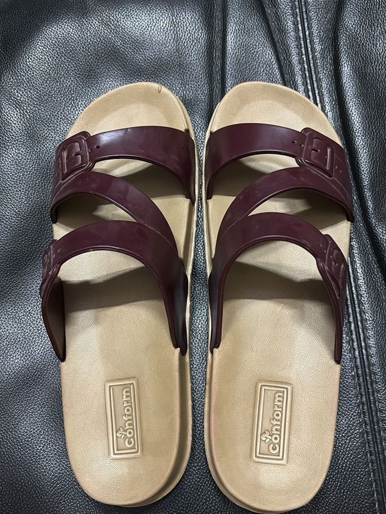 Burgundy Strappy Flats