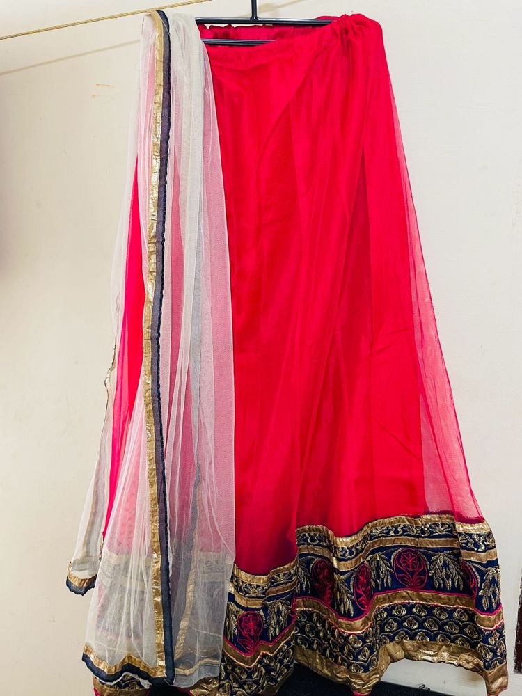 Rose  and Gold Lehenga Skirt  Without Blouse