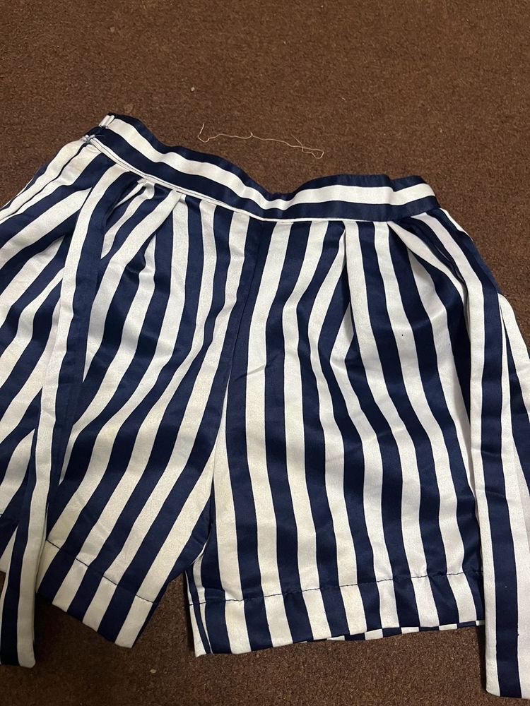 Blue And White Striped Shorts