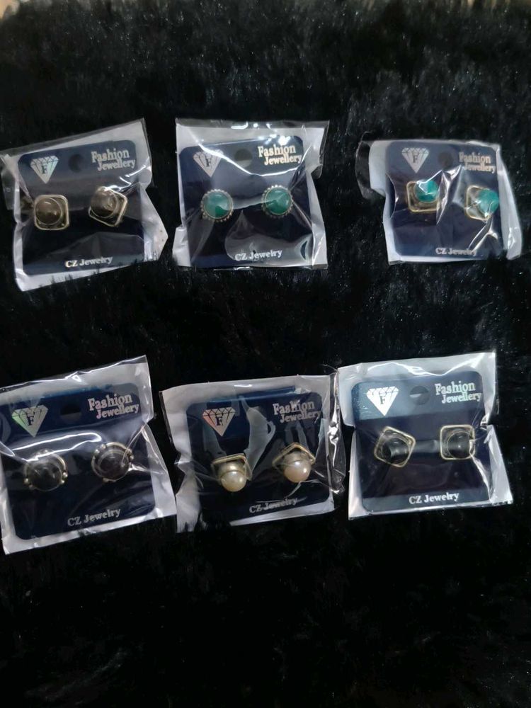 Vintage CZ Jewelry Earrings - Set of 6