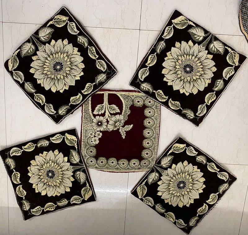 Maroon And brown Cushion Cover (Set Of 5)