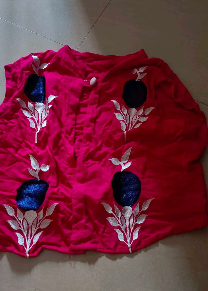 Pink Waistcoat With Embroidery