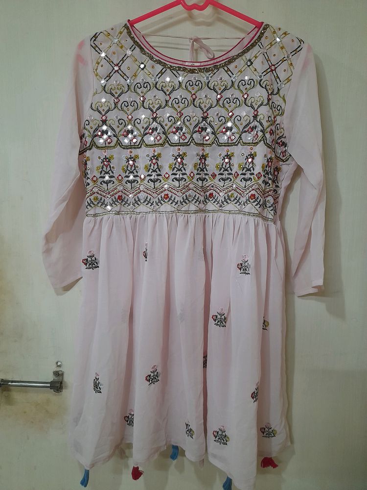 Kurti Sharara &amp; Chunni Baby Pink 3 Piece Set