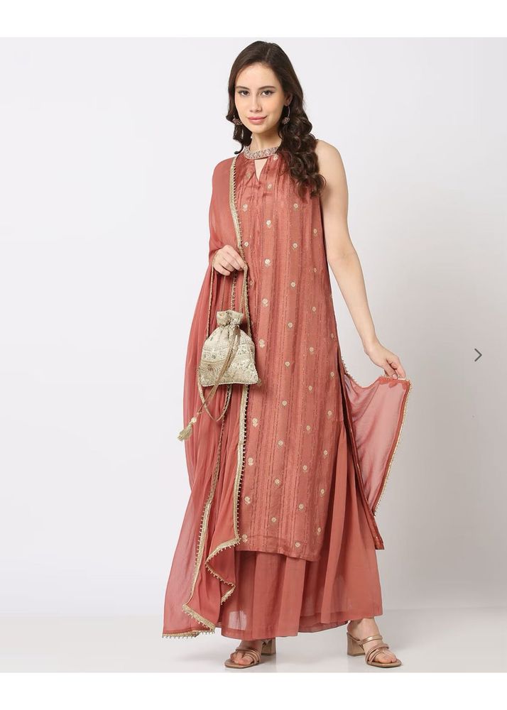 Elegant Pink Kurta with Palazzo and Dupatta