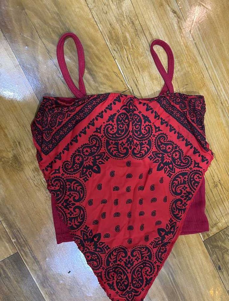 RED Scarf Cropped Top