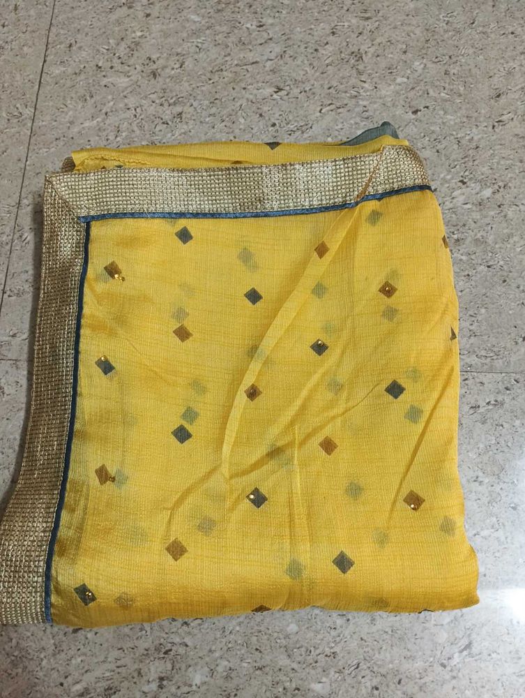 Yellow Diamond Print Saree