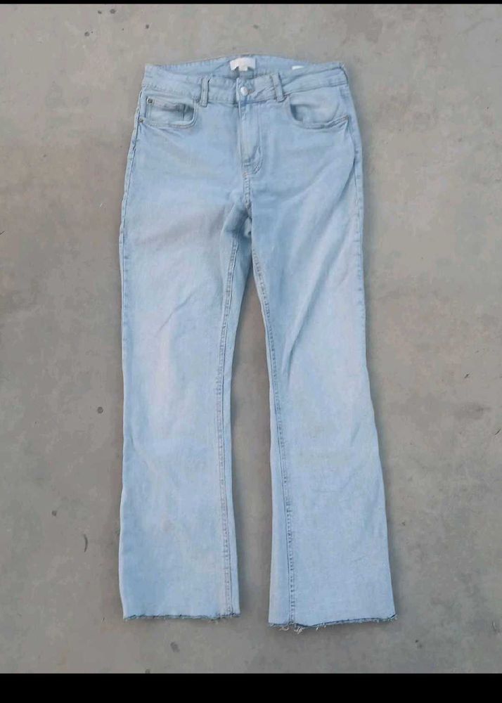 Light Wash Flared Denim Jeans