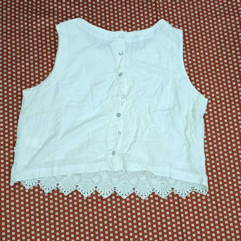White Lace Trim Tank Top