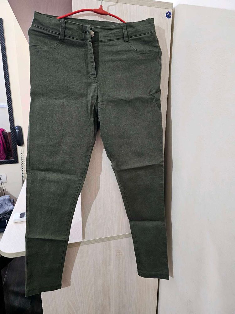 Olive Green Slim Fit Pants