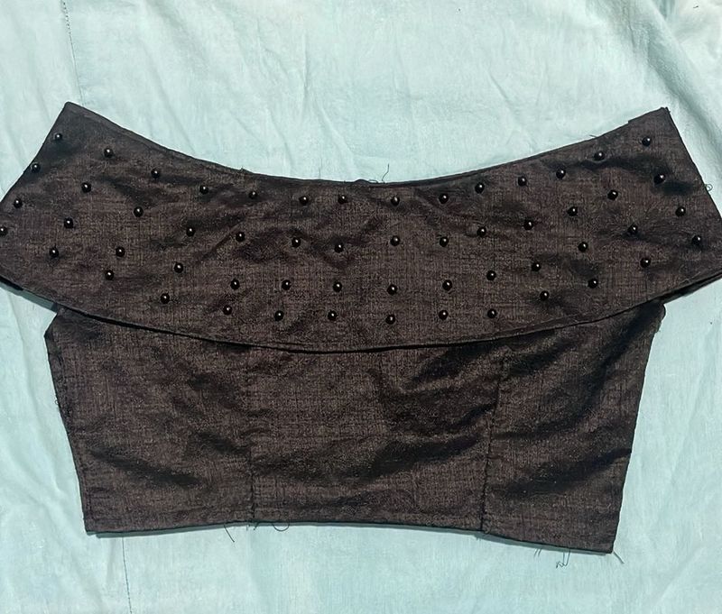 women  boat neck black blouse