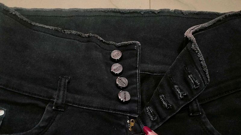 Jet Black Denim High Waisted Skinny Jean