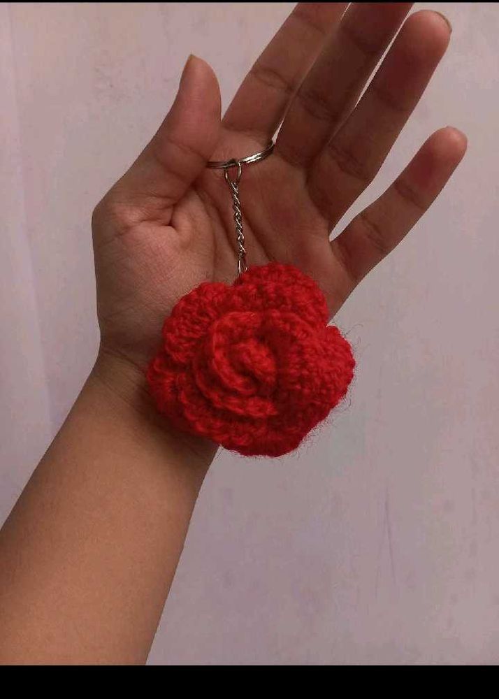 Handmade Crochet Rose keychain