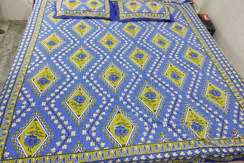 Blue Floral Diamond Pattern Bedding Set