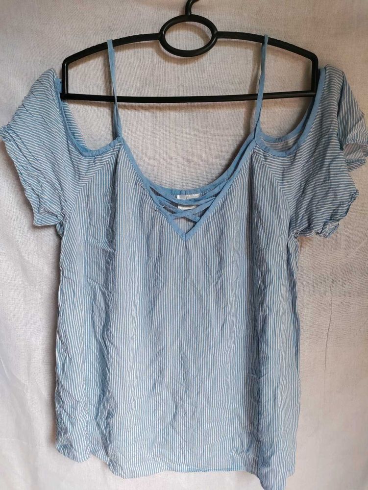 Cute Blue Striped Top