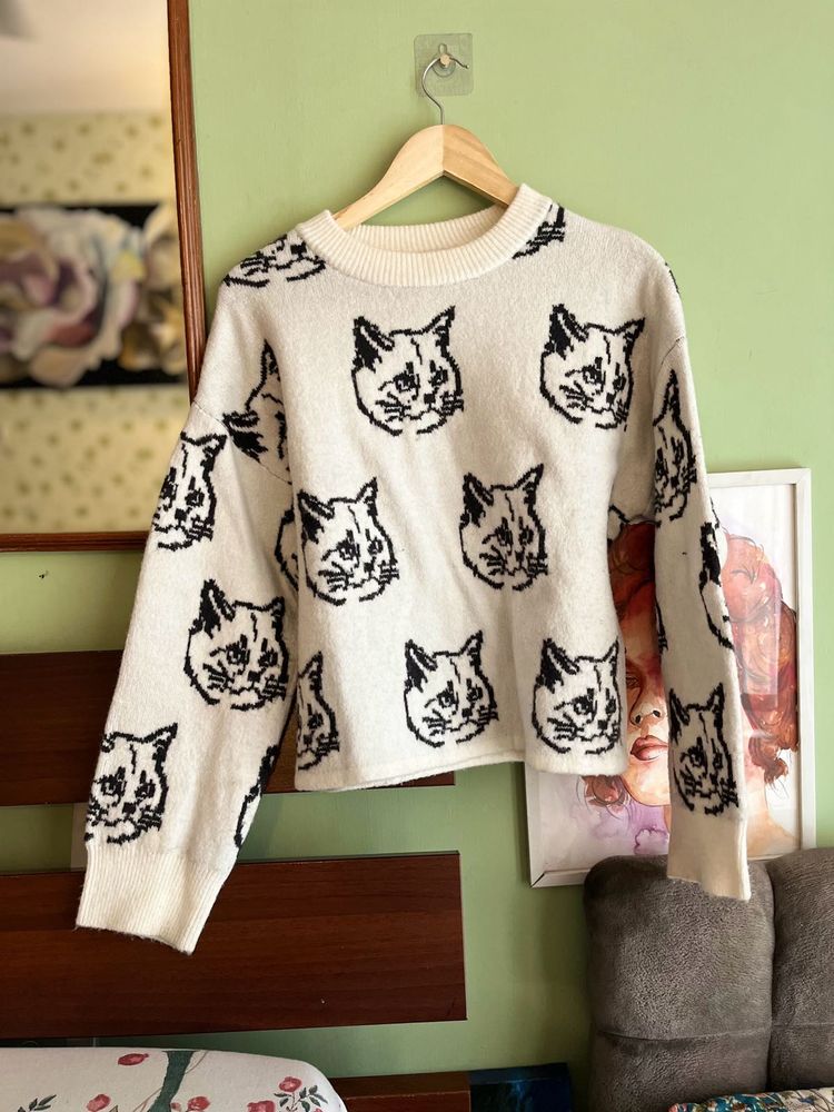 CAT PRINT PULLOVER (adorable)- H&amp;M