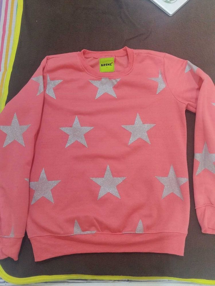 Cute Pink Star Print Sweatshirt