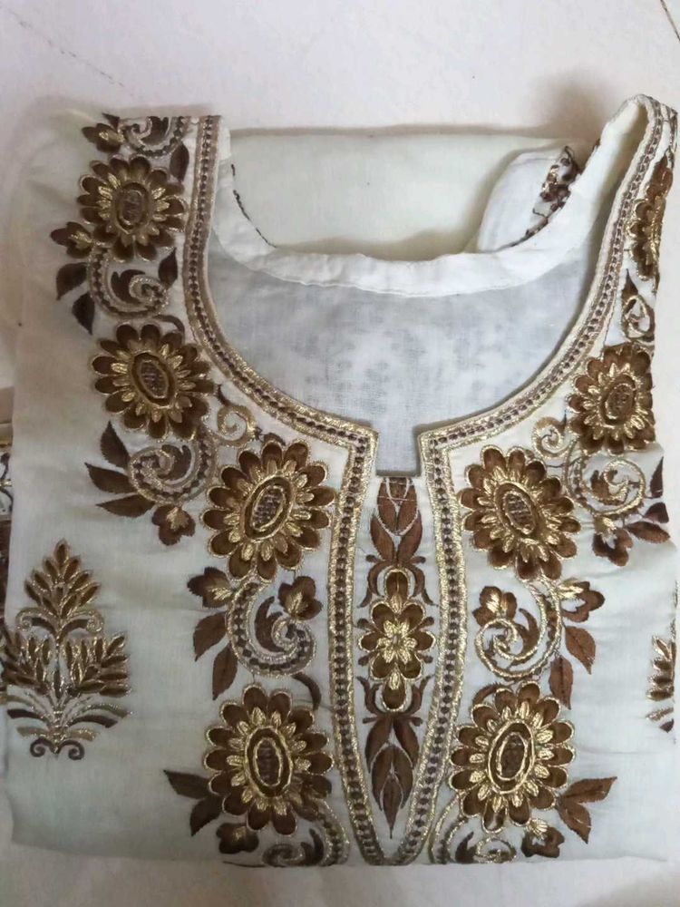 Embroidered Cream Tunic Top