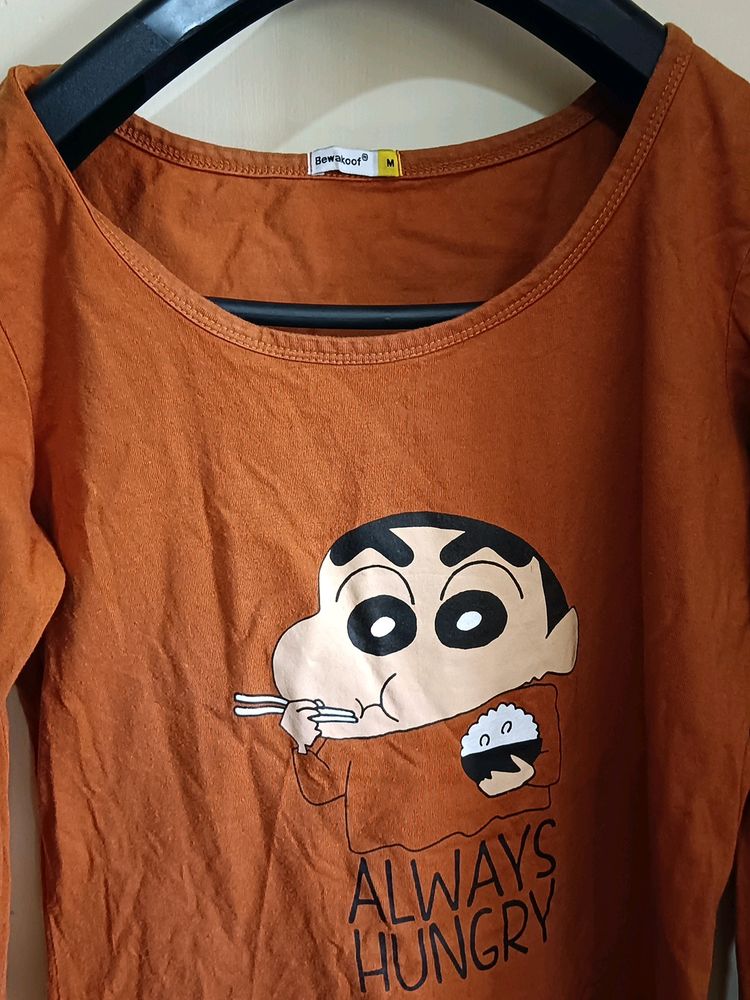 Shin-chan Always Hungry Women  Tshirt  Orange