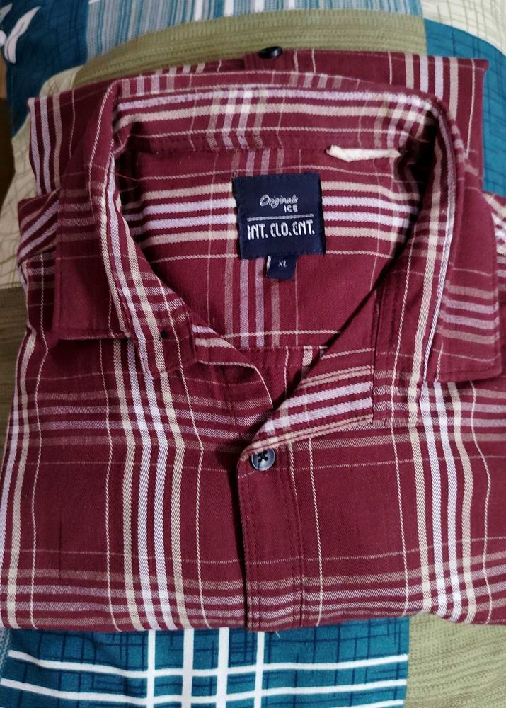 Maroon Chexed With Ceram..Button Down Shirt